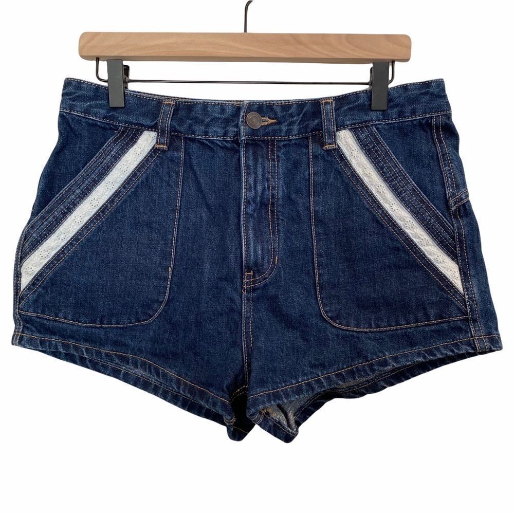 Free People Sweet Surrender High Waisted Denim and Lace Shorts